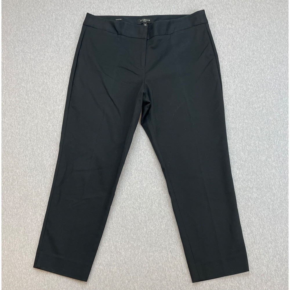 Talbots Pants Womens 10P Black Cotton Blend Stretch Crop Low-Rise Front Zipper